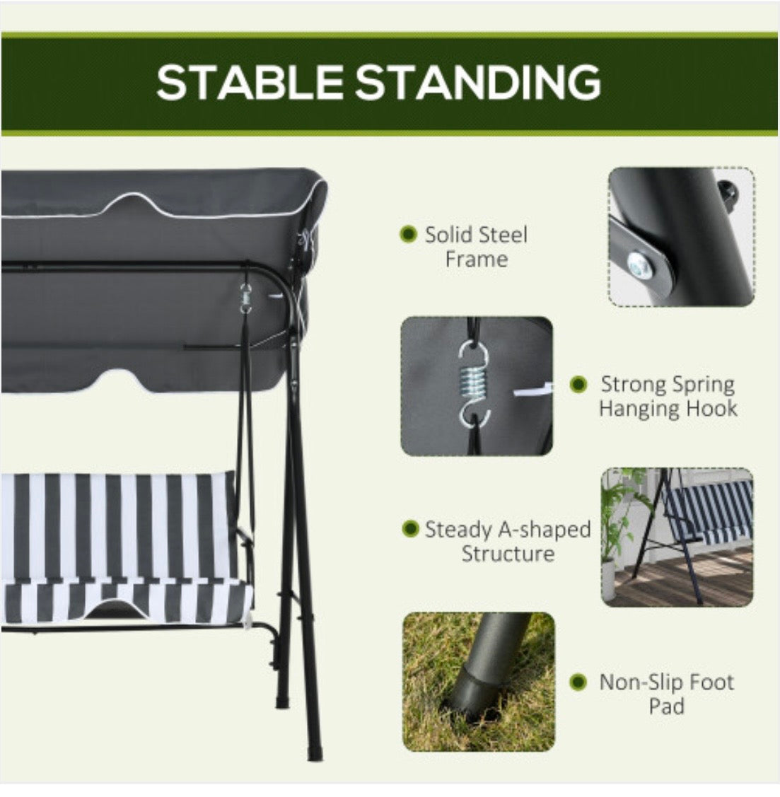 Outdoor Metal swinging Hammock Garden decor