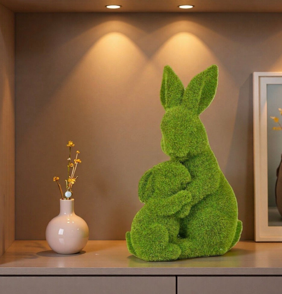 Easter Bunny Decorative Statue - green Easter rabbit decoration
