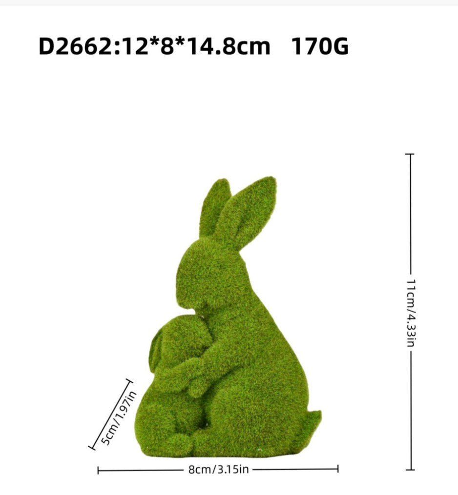 Easter Bunny Decorative Statue - green Easter rabbit decoration