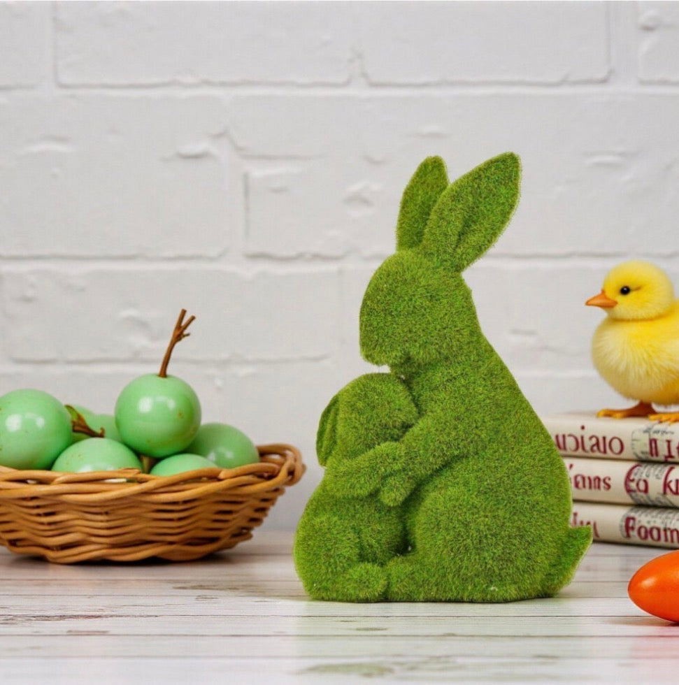 Easter Bunny Decorative Statue - green Easter rabbit decoration