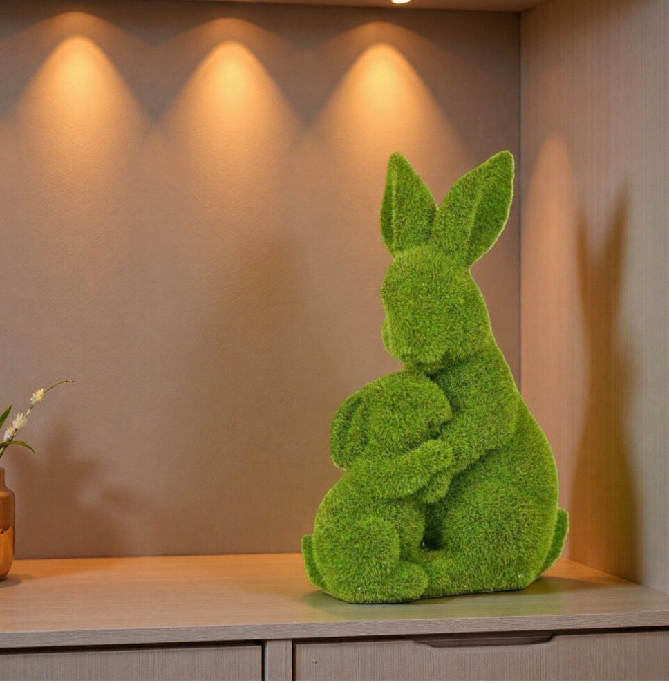 Easter Bunny Decorative Statue - green Easter rabbit decoration