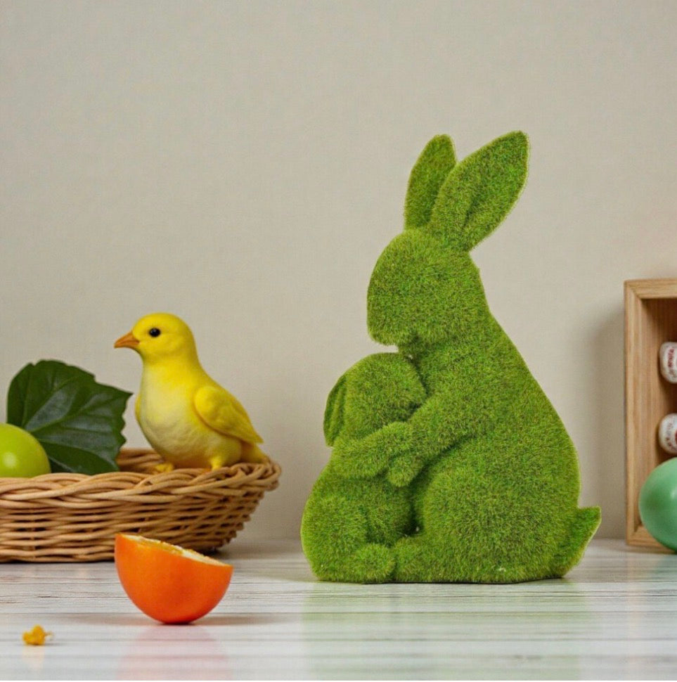 Easter Bunny Decorative Statue - green Easter rabbit decoration