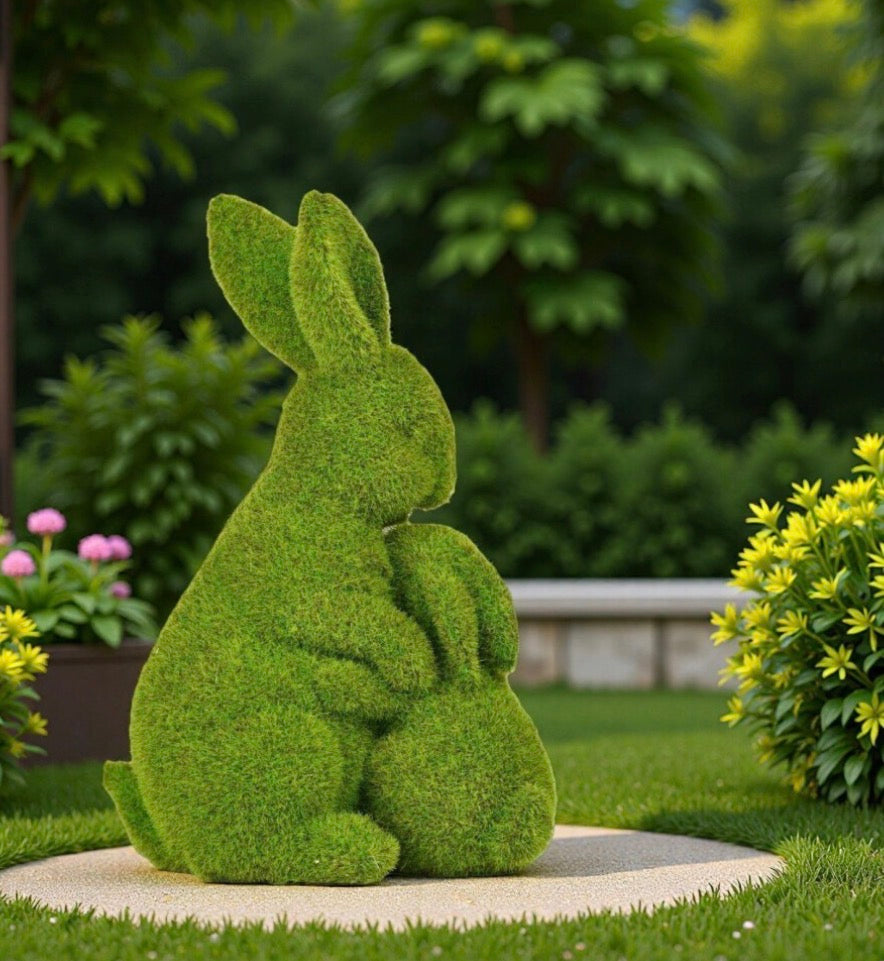 Easter Bunny Decorative Statue - green Easter rabbit decoration