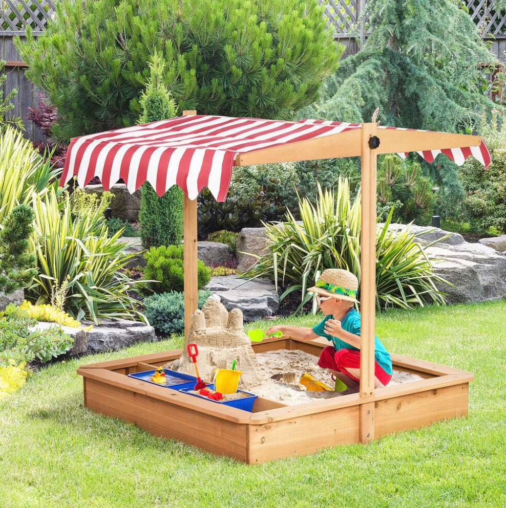 Outsunny Kids Wooden Sandbox Sand Pit