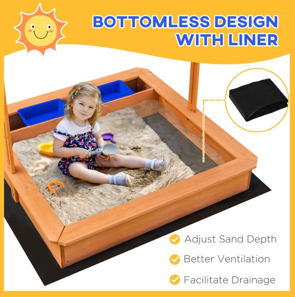 Outsunny Kids Wooden Sandbox Sand Pit Outdoor toys