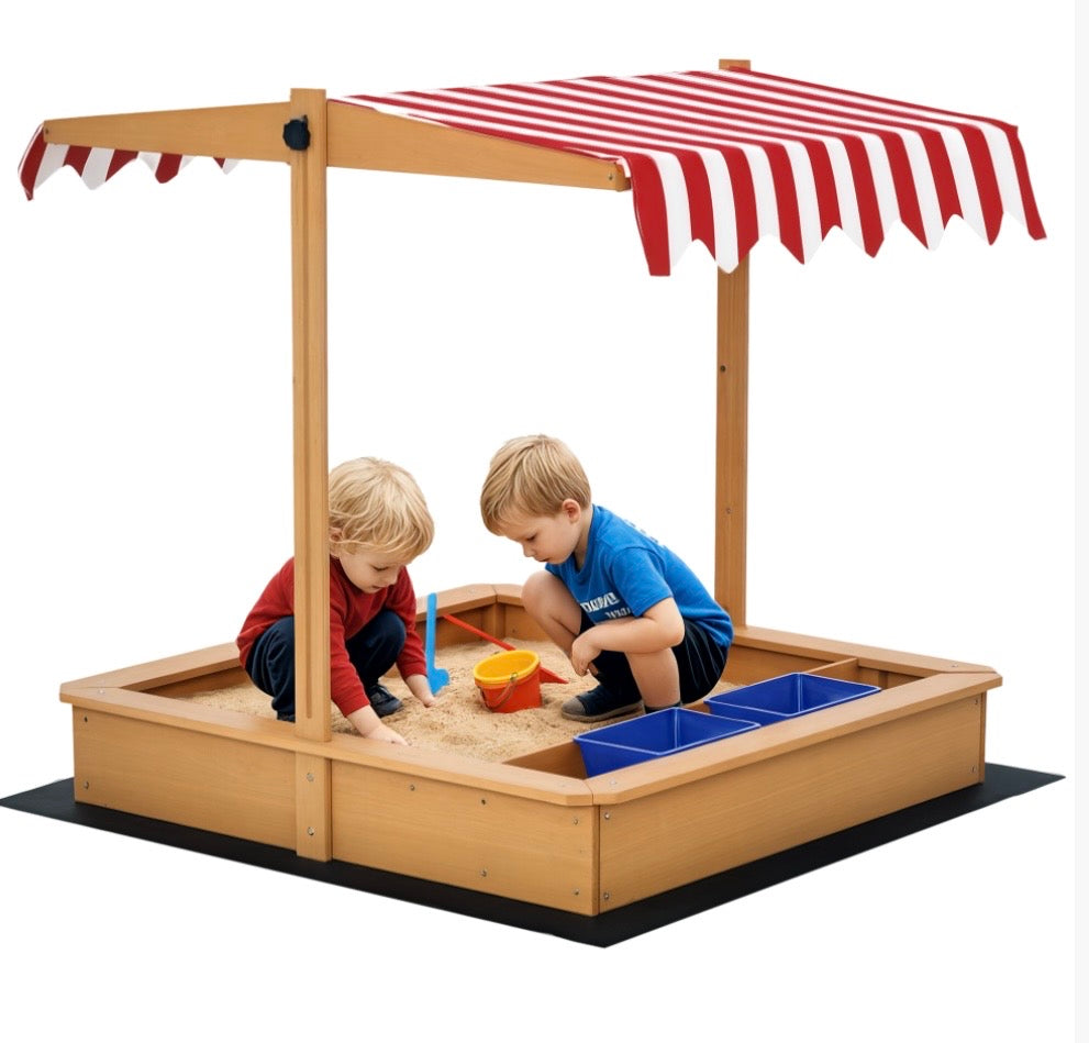 Outsunny Kids Wooden Sandbox Sand Pit Outdoor toys