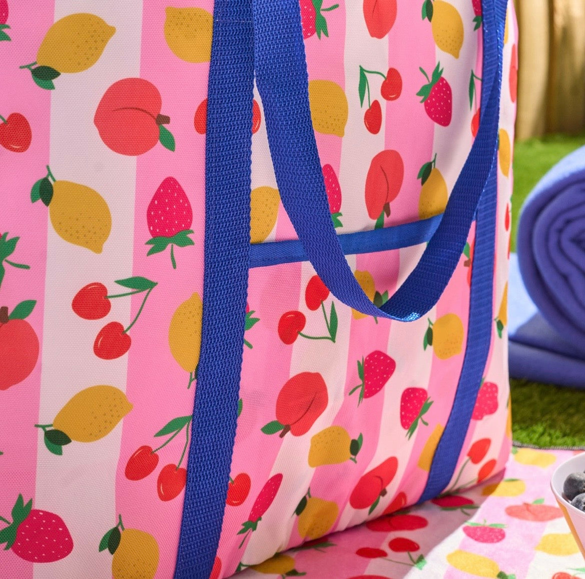 Fruit Print Picnic Bag - Pink - Truly Yours
