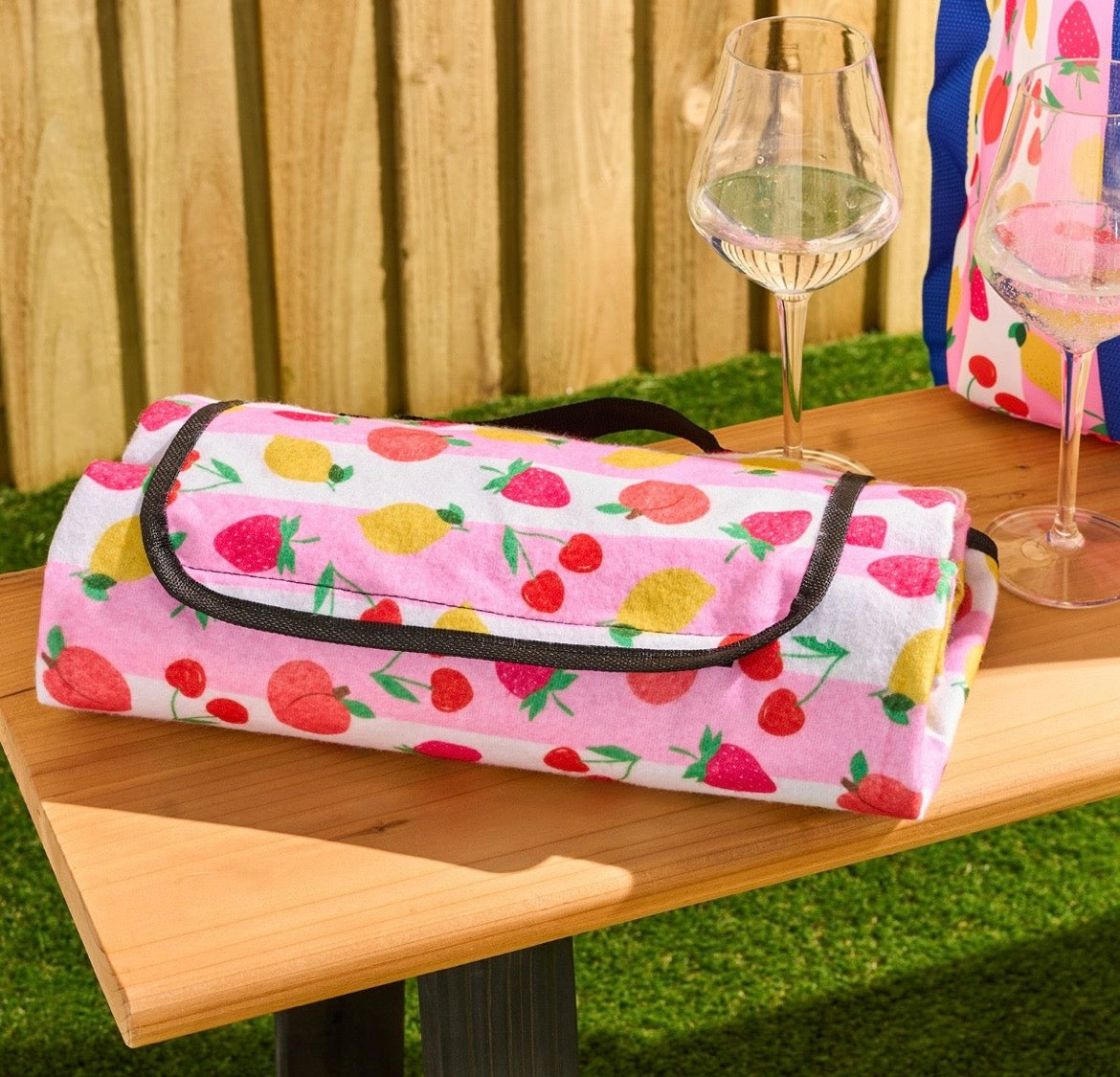 Fruit Print Picnic Blanket - Pink - Truly Yours