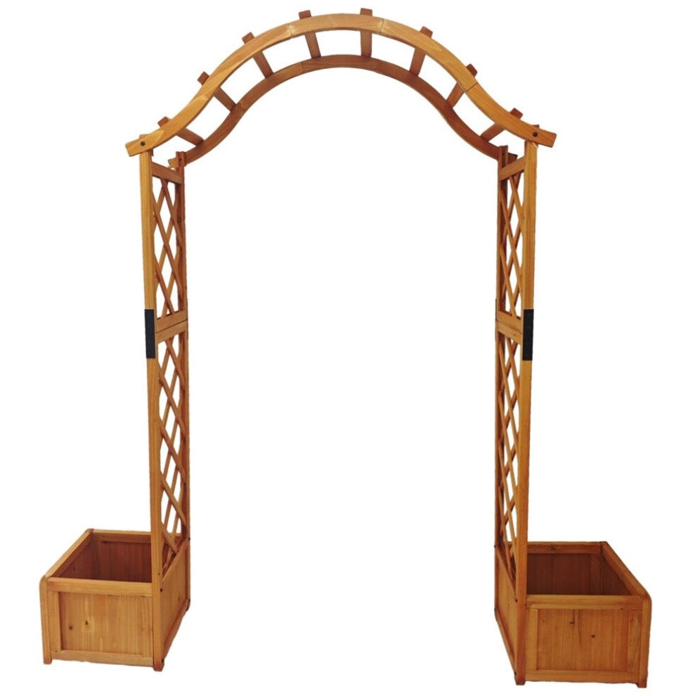 Wooden Garden Arch with Planters Trellis Arbor - Truly Yours