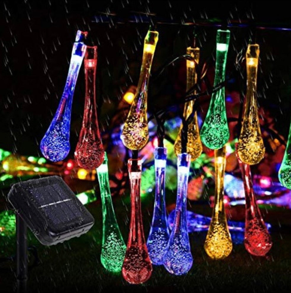 50 Solar Powered Waterproof Crystal Raindrop Lights