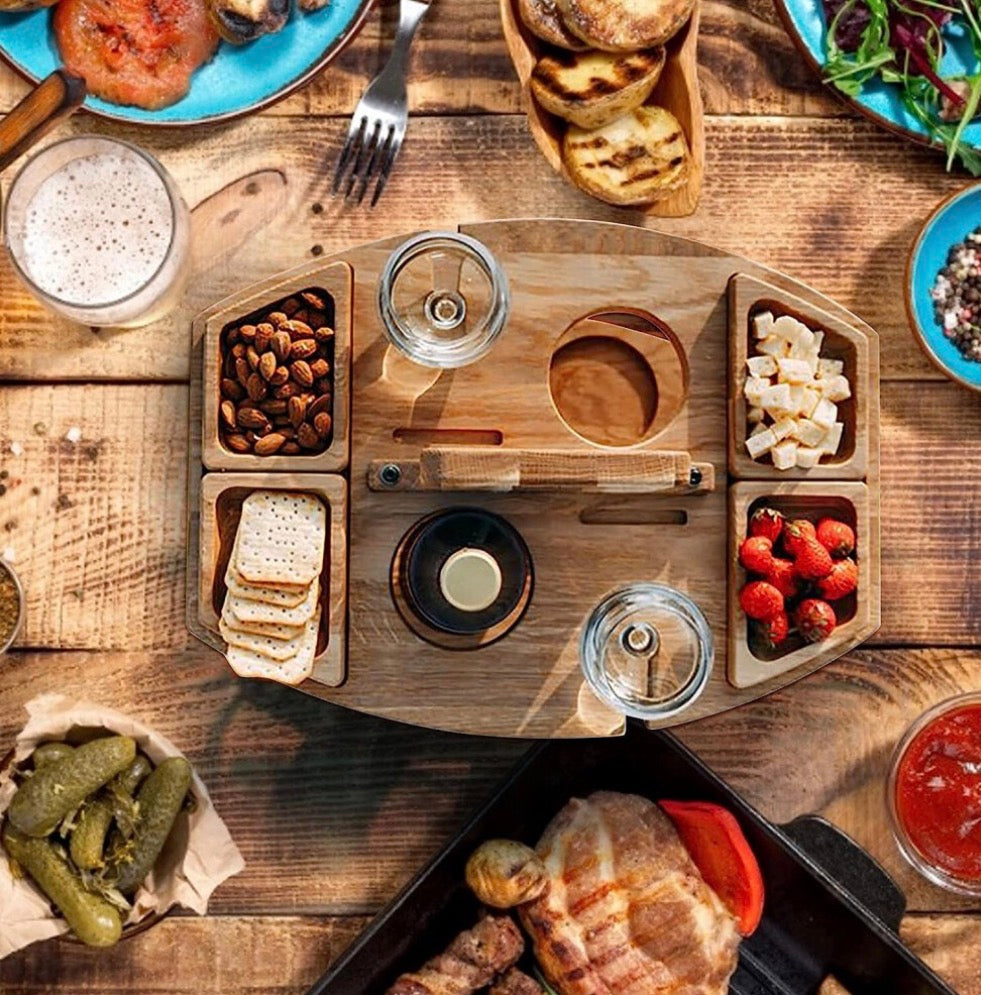 Wooden Picnic Table with Wine Glass Holders - Truly Yours