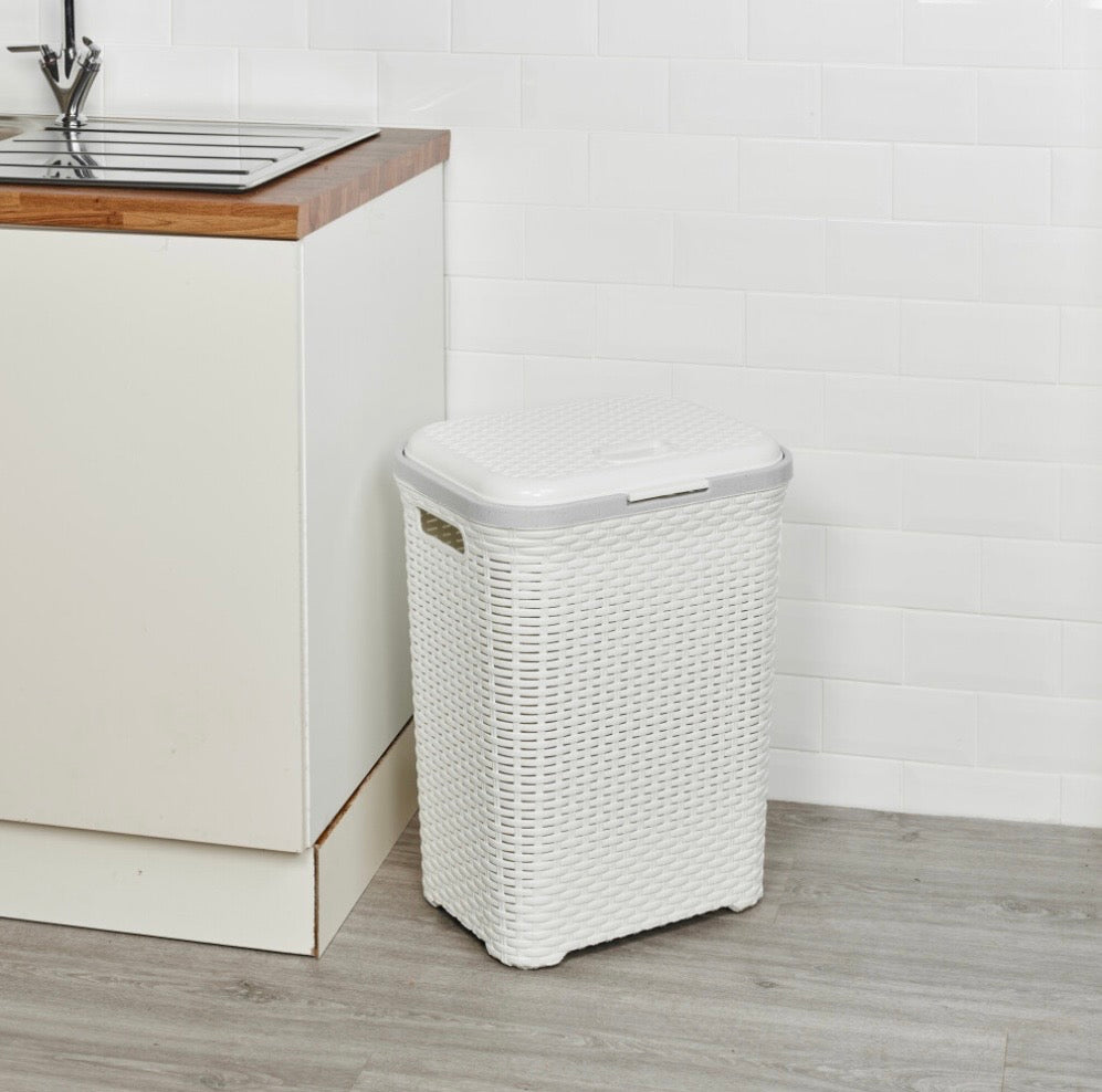 55L Plastic Rattan Laundry Clothes Bin Basket - Truly Yours