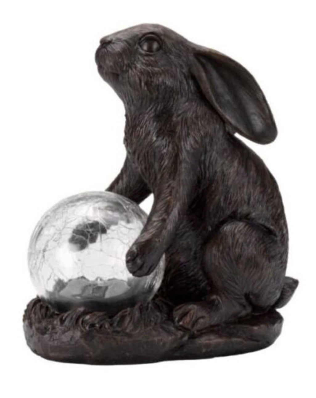 Solar Garden Ornament Hare Muse with Light Up Colour Changing LED Ball