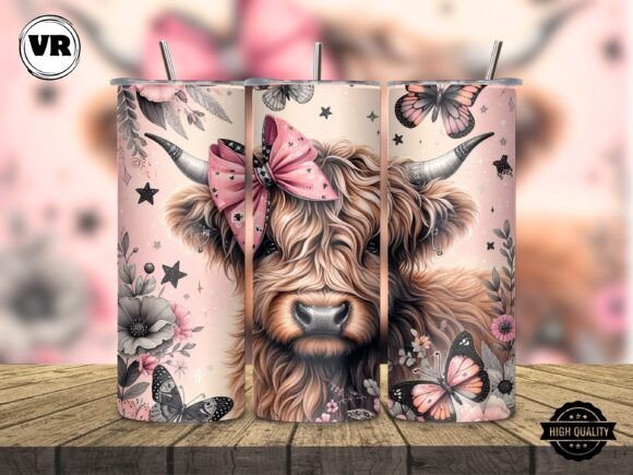 20oz Highland Cow Tumbler – Travel Mug with Straw - Truly Yours