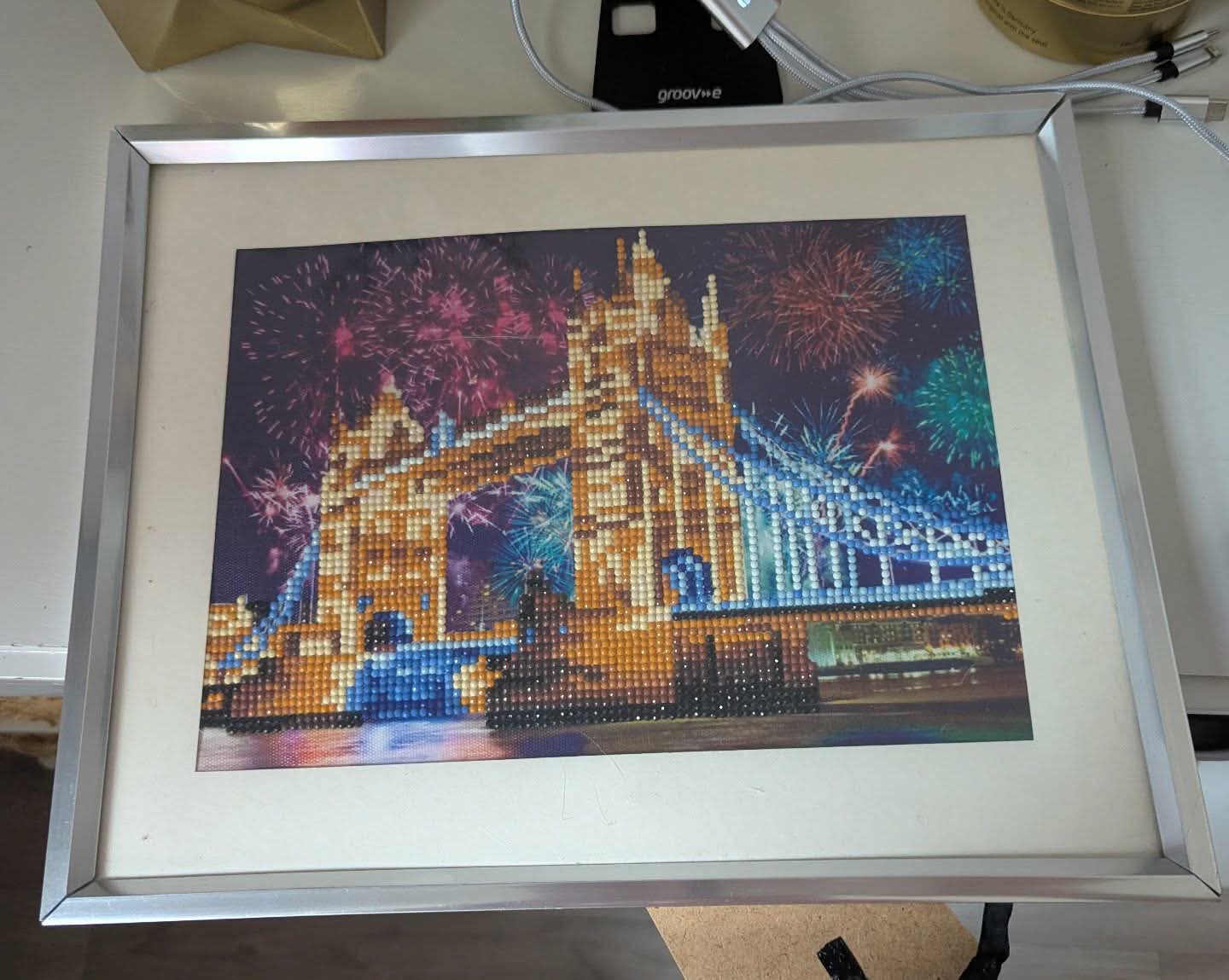 5D Full Drill Diamond Painting Kit – Tower Bridge Fireworks Night Scene