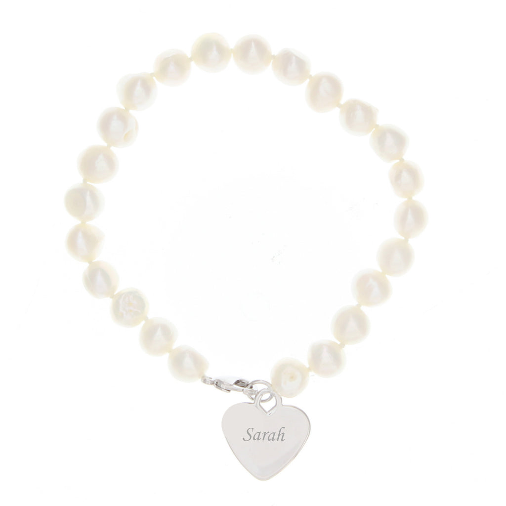 Personalised White Freshwater Pearl Scripted Name Bracelet - Truly Yours