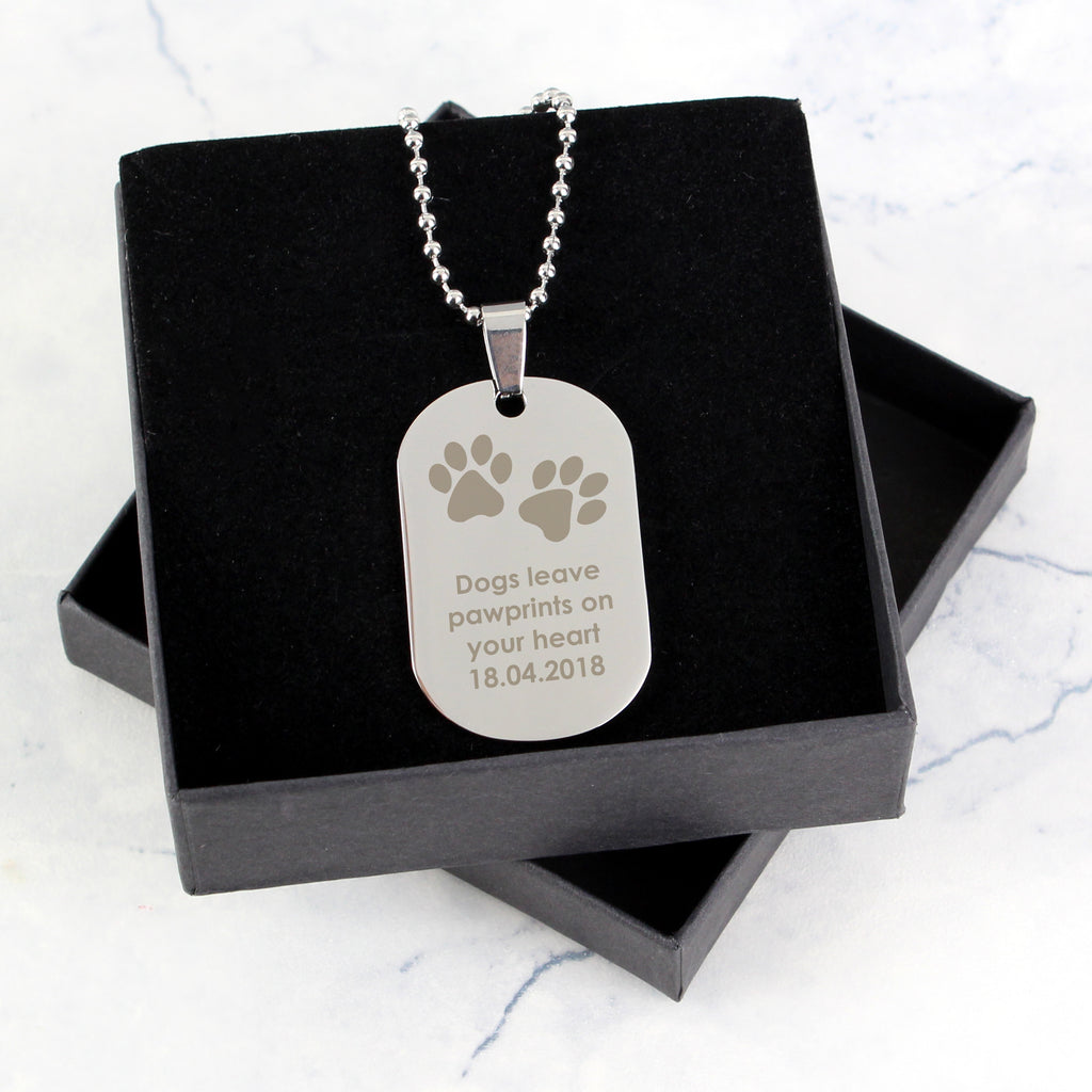 Personalised Paw Prints Stainless Steel Dog Tag Necklace - Truly Yours