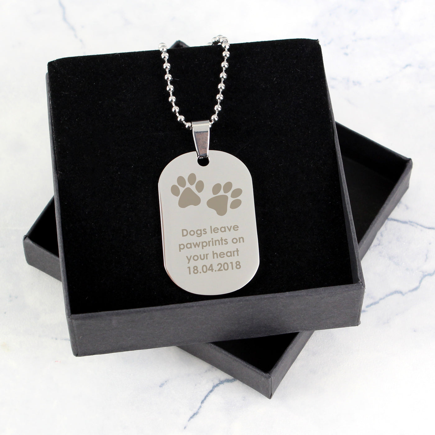 Personalised Paw Prints Stainless Steel Dog Tag Necklace - Truly Yours
