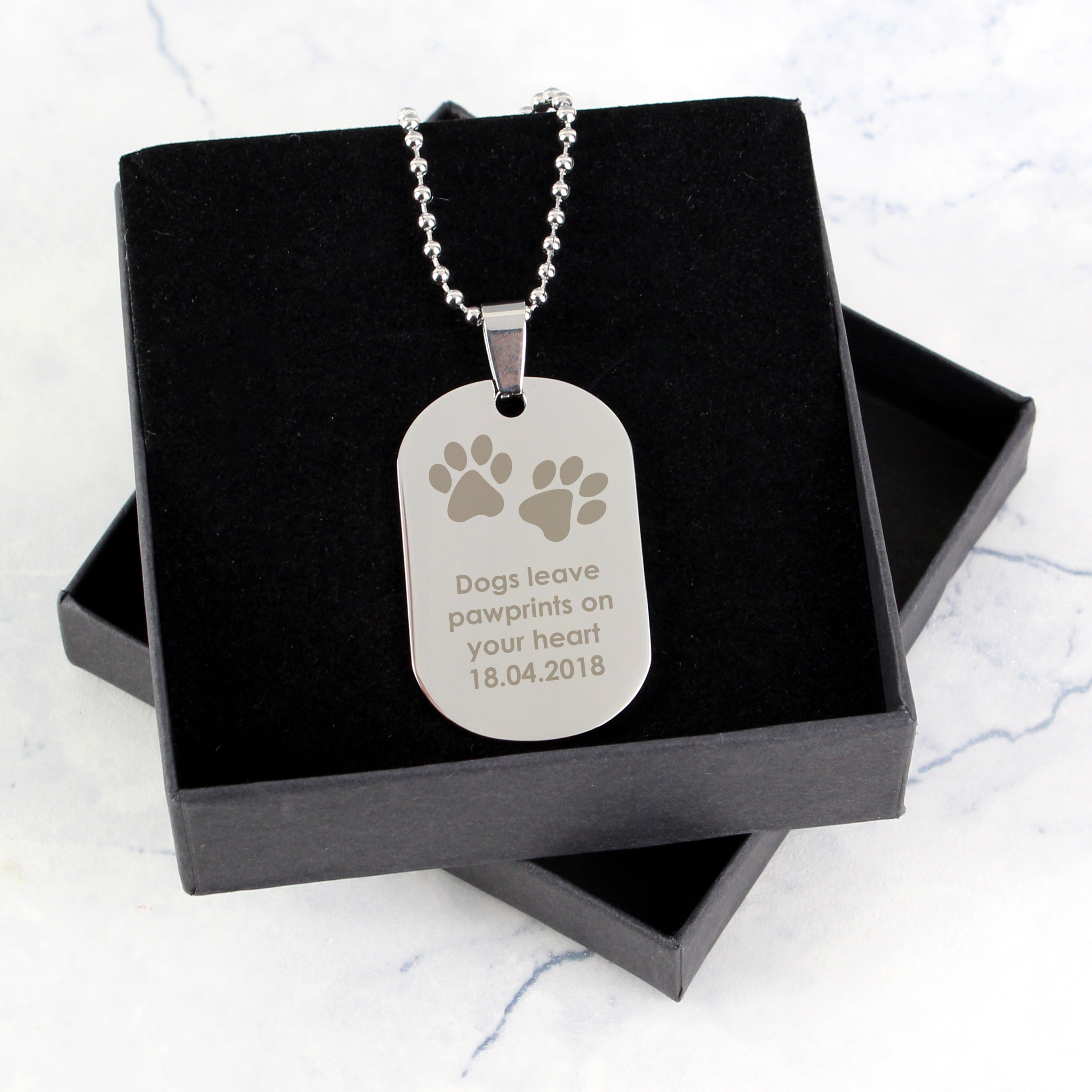Personalised Paw Prints Stainless Steel Dog Tag Necklace - Truly Yours