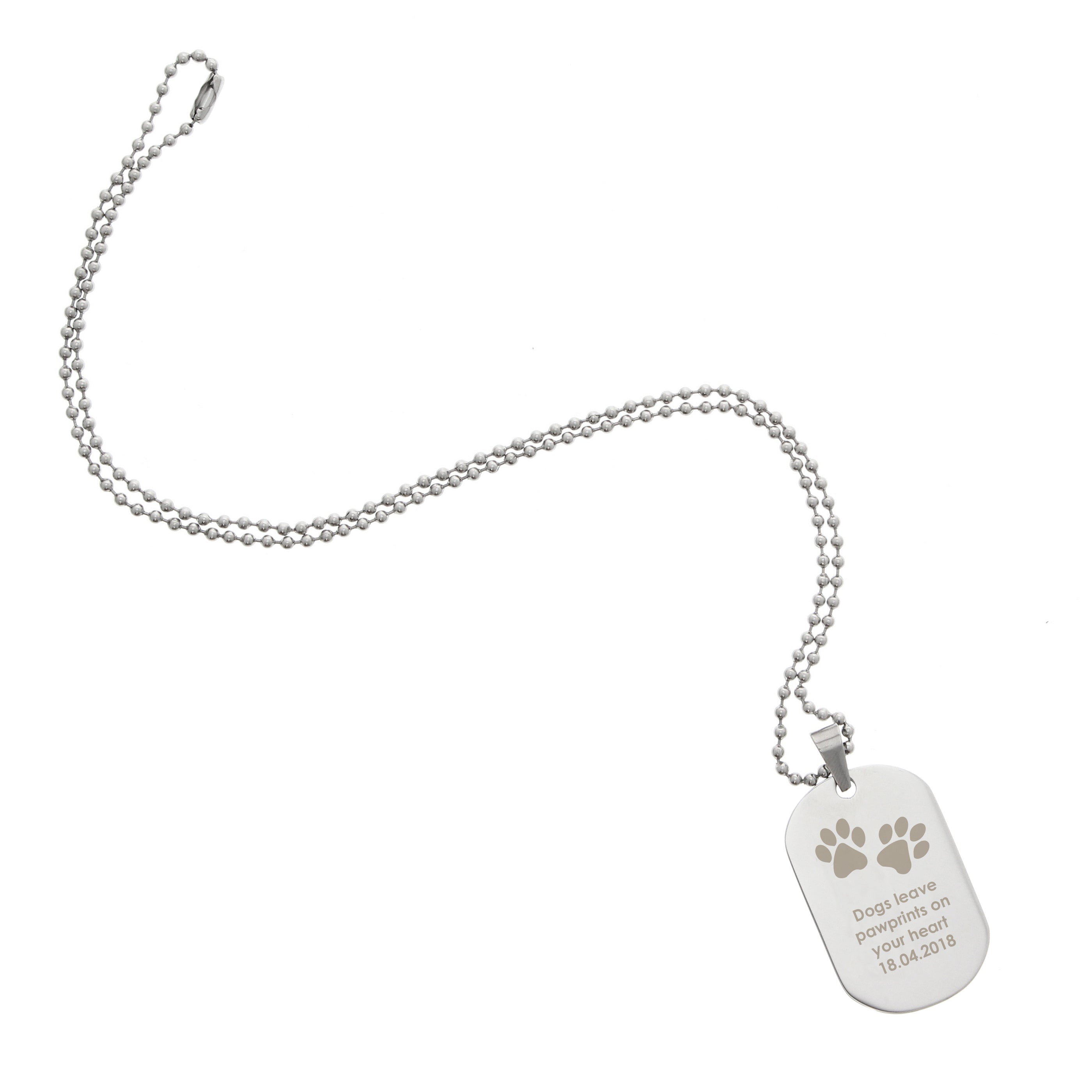 Personalised Paw Prints Stainless Steel Dog Tag Necklace - Truly Yours