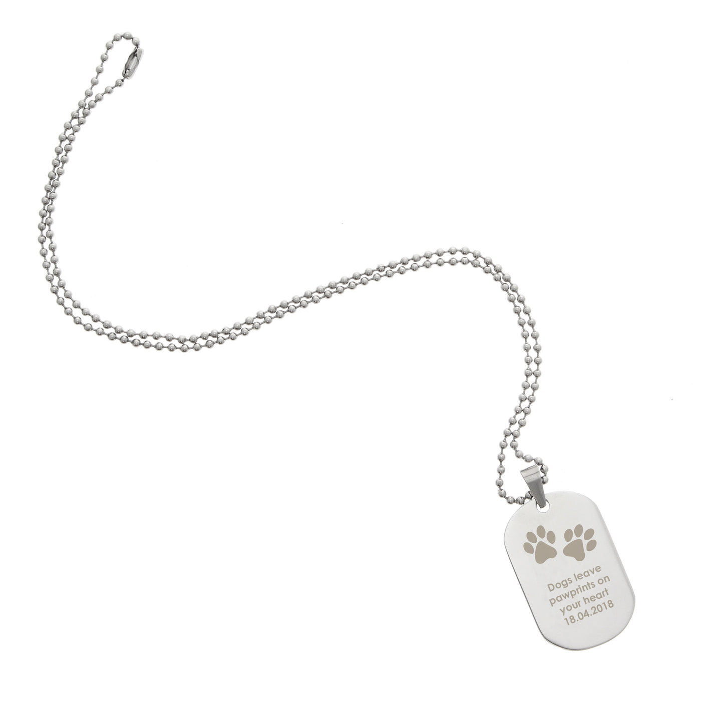 Personalised Paw Prints Stainless Steel Dog Tag Necklace - Truly Yours