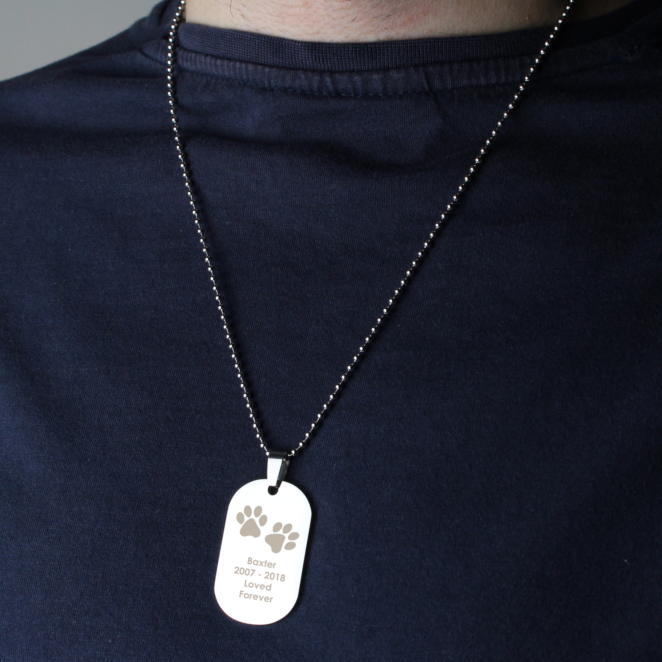 Personalised Paw Prints Stainless Steel Dog Tag Necklace - Truly Yours