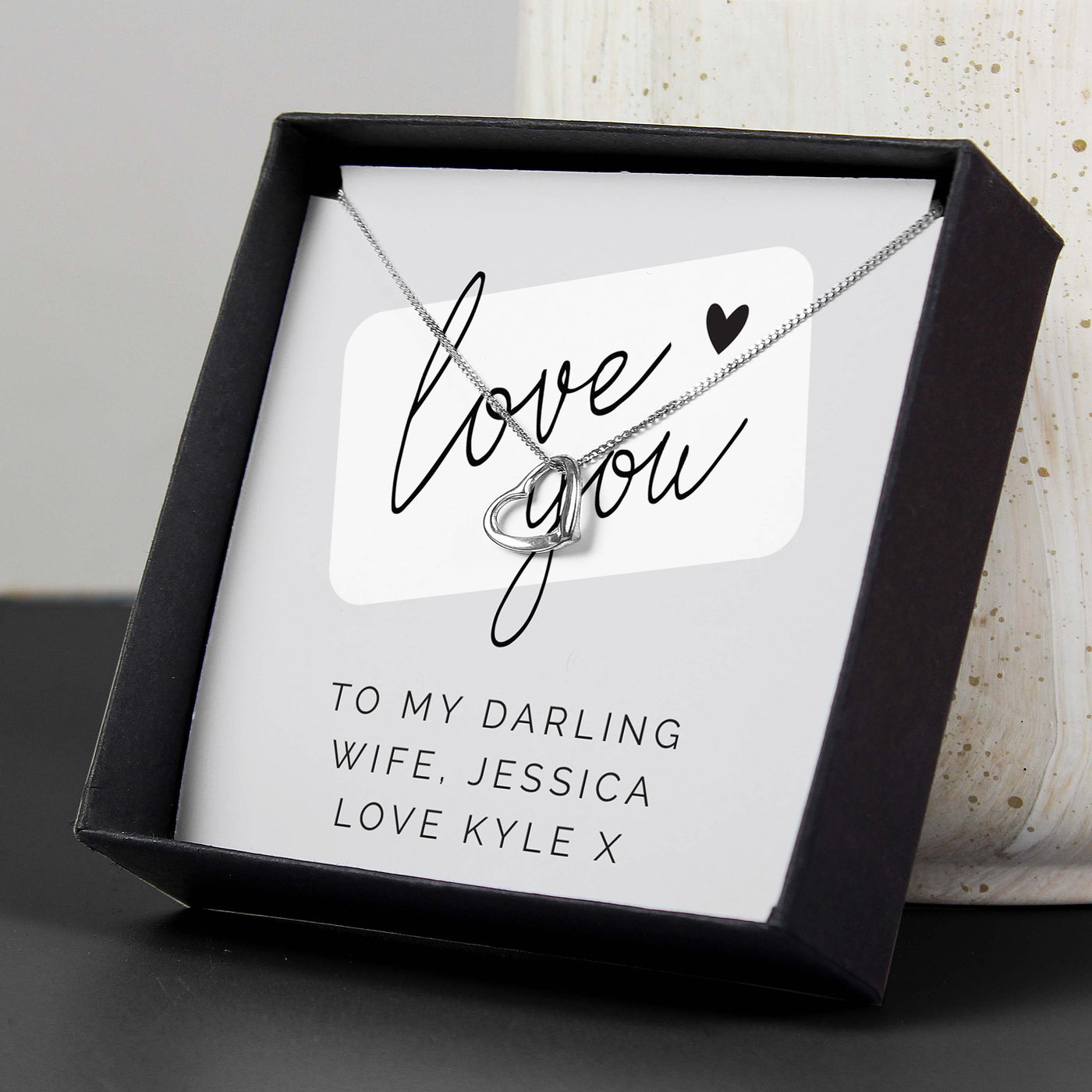 Personalised Love you Sterling Silver Heart Necklace and Box - Truly Yours