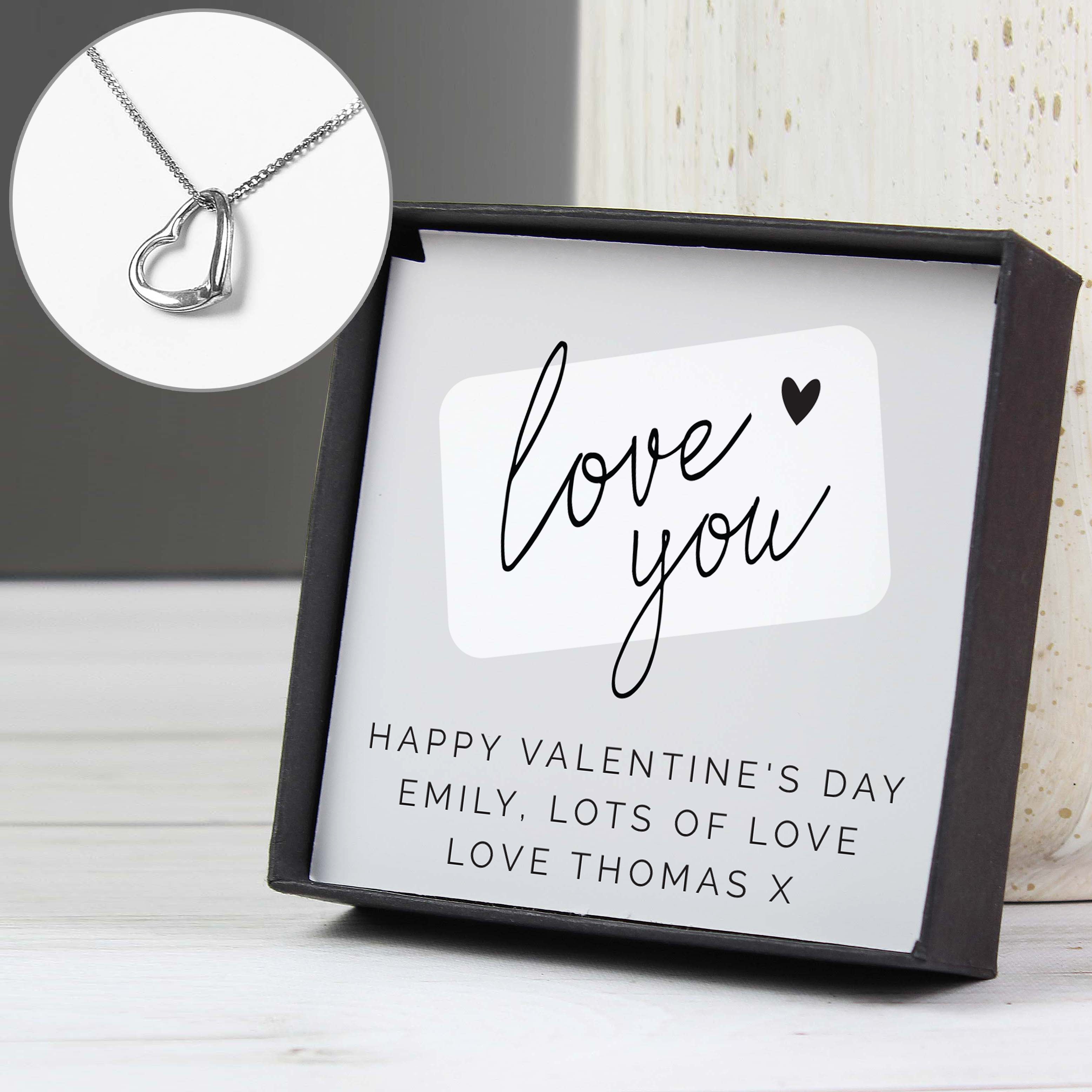 Personalised Love you Sterling Silver Heart Necklace and Box - Truly Yours