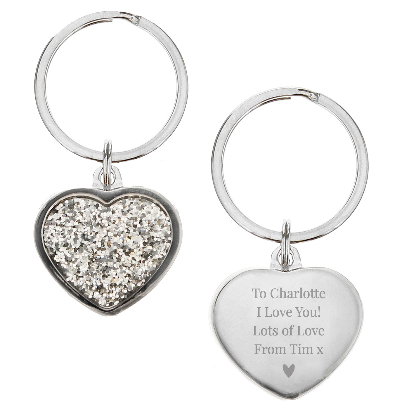 Personalised Diamante Heart Keyring - Truly Yours