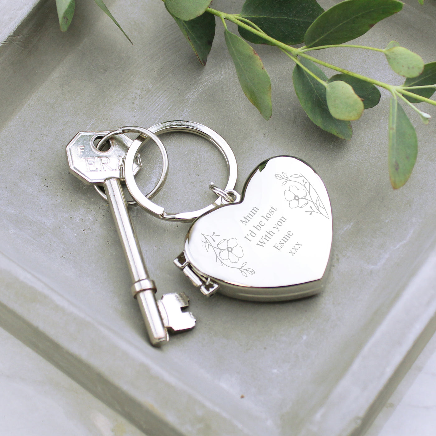 Personalised Floral Heart Photo Frame Keyring - Truly Yours