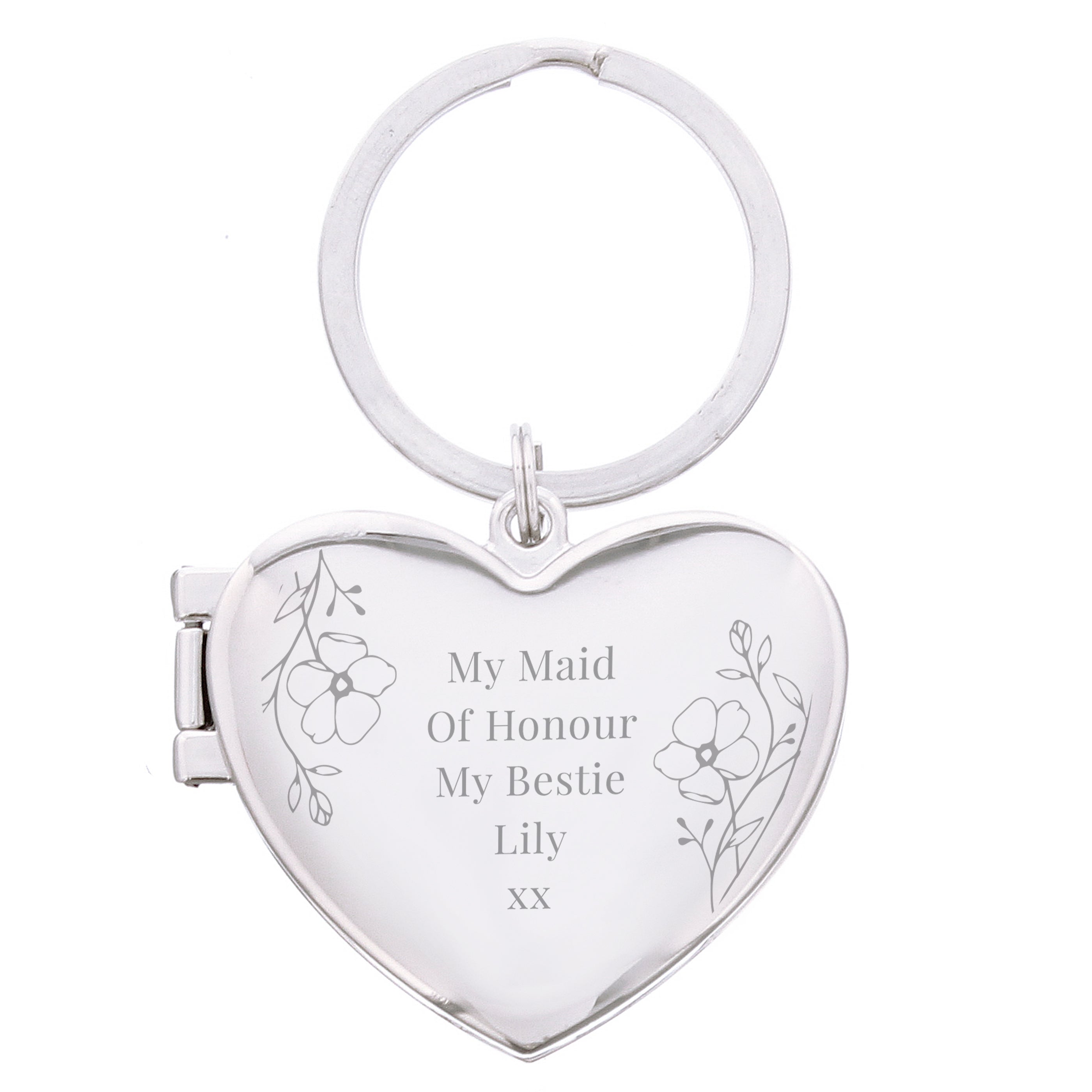 Personalised Floral Heart Photo Frame Keyring - Truly Yours