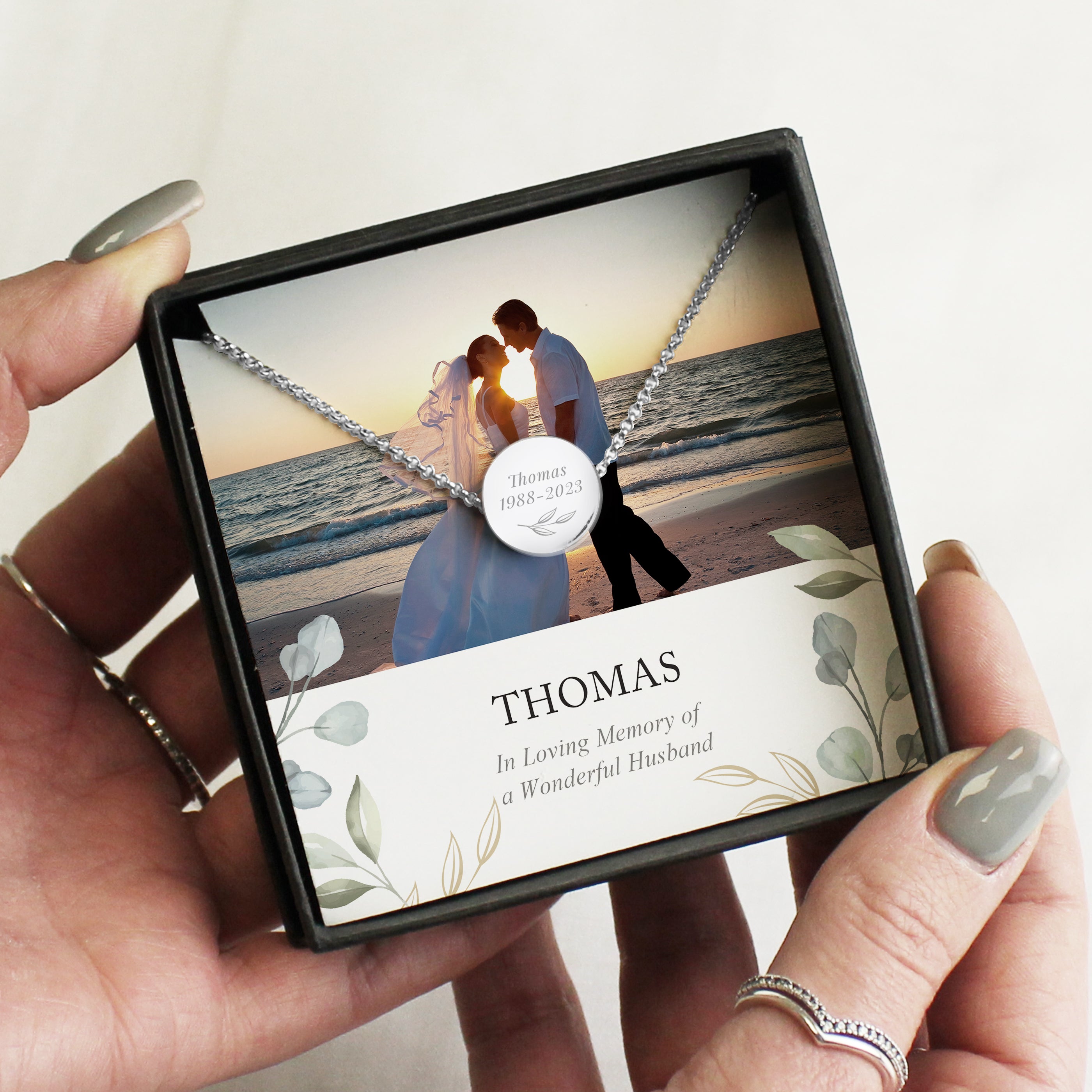 Personalised Botanical Photo Upload Necklace and Box - Truly Yours