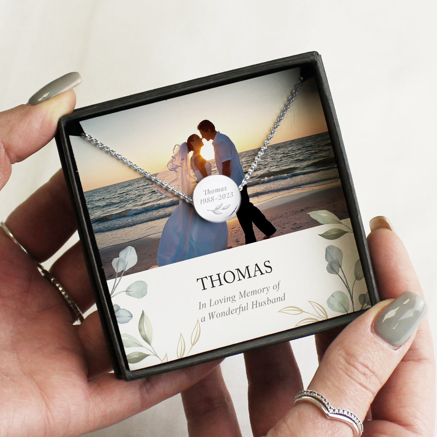 Personalised Botanical Photo Upload Necklace and Box - Truly Yours
