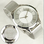 Personalised Silver with Mesh Style Strap Watch-Unisex