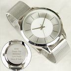 Personalised Silver with Mesh Style Strap Watch-Unisex