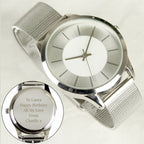 Personalised Silver with Mesh Style Strap Watch-Unisex