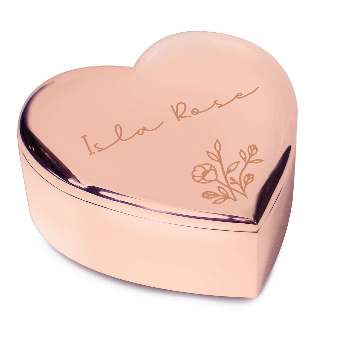 Personalised Floral Rose Gold Heart Trinket Box - Truly Yours