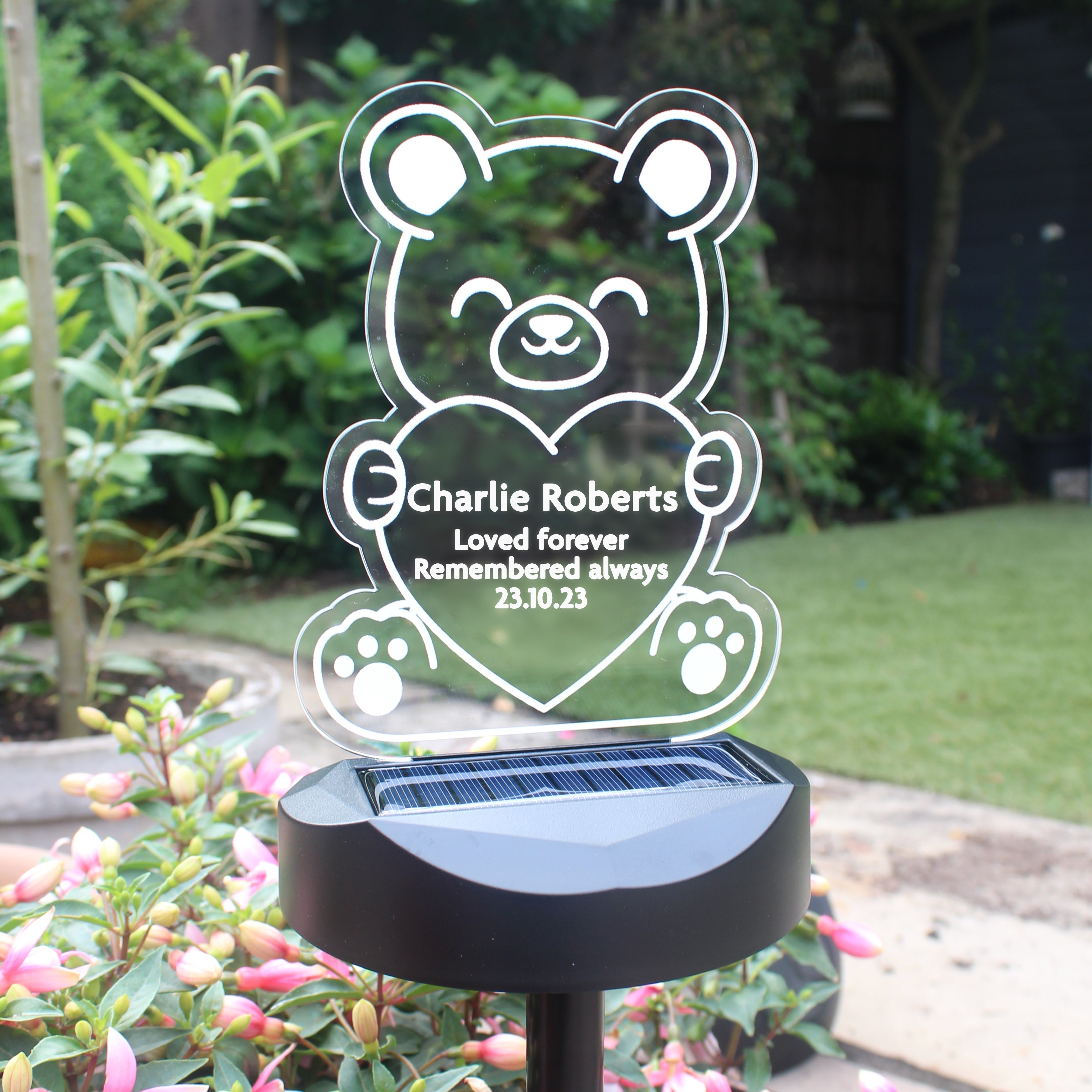 Personalised Bear Memorial Outdoor Solar Light Led light
