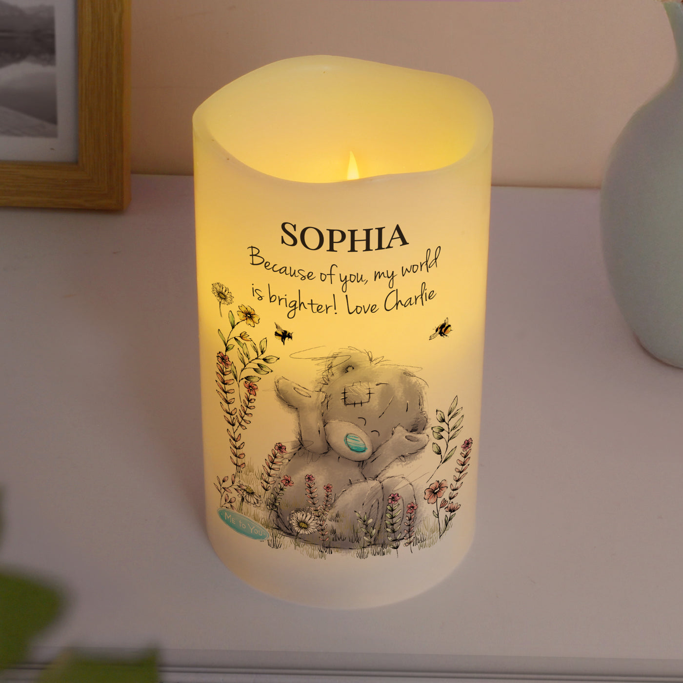 Personalised Me to You Floral LED Candle - Truly Yours