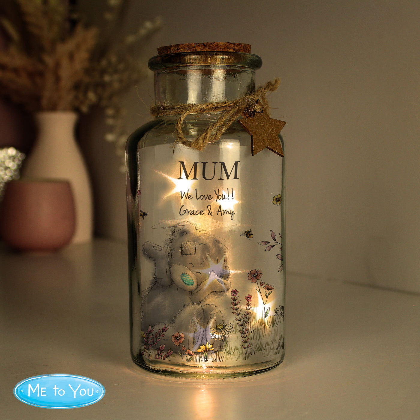 Personalised Me to You Floral LED Glass Jar Led light