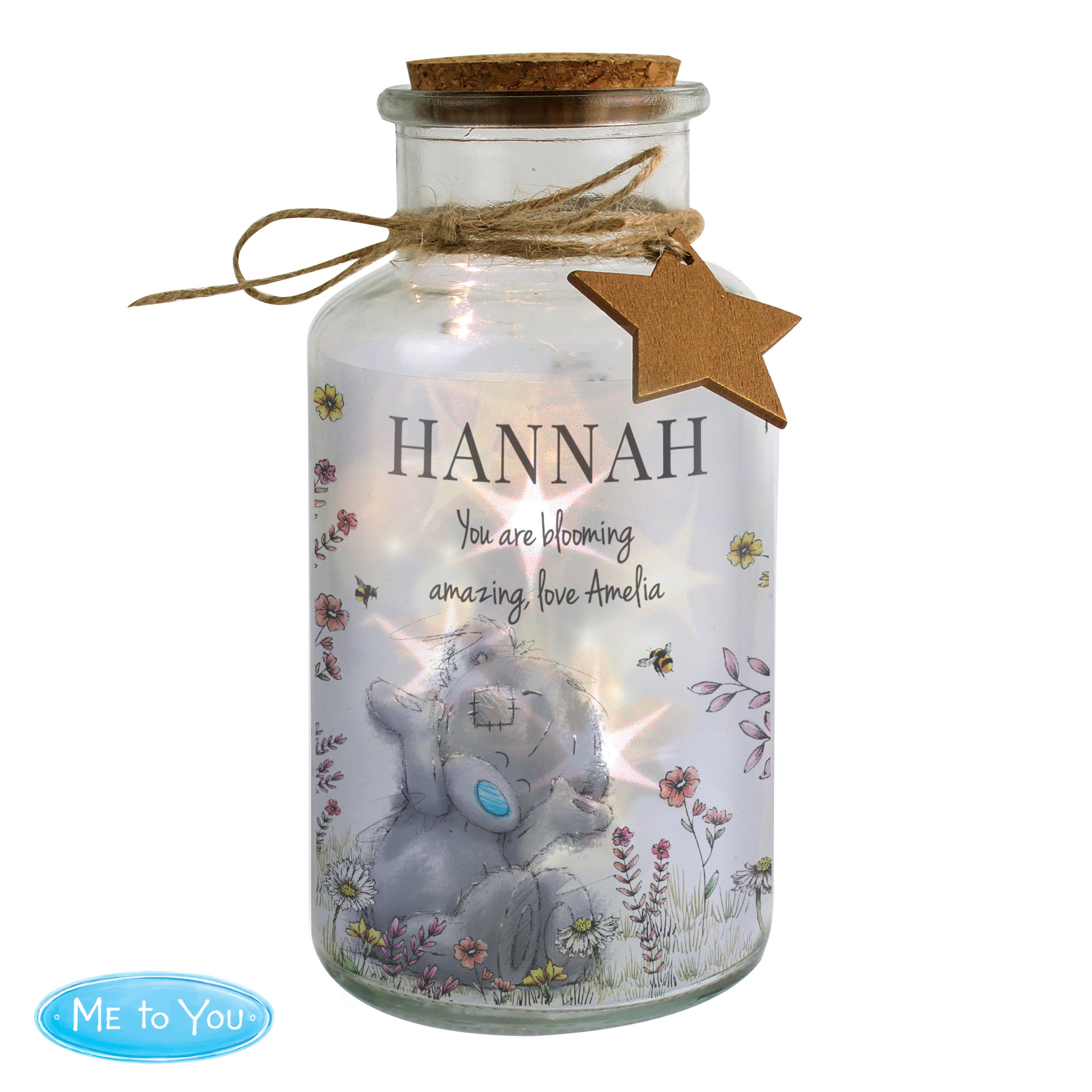 Personalised Me to You Floral LED Glass Jar Led light