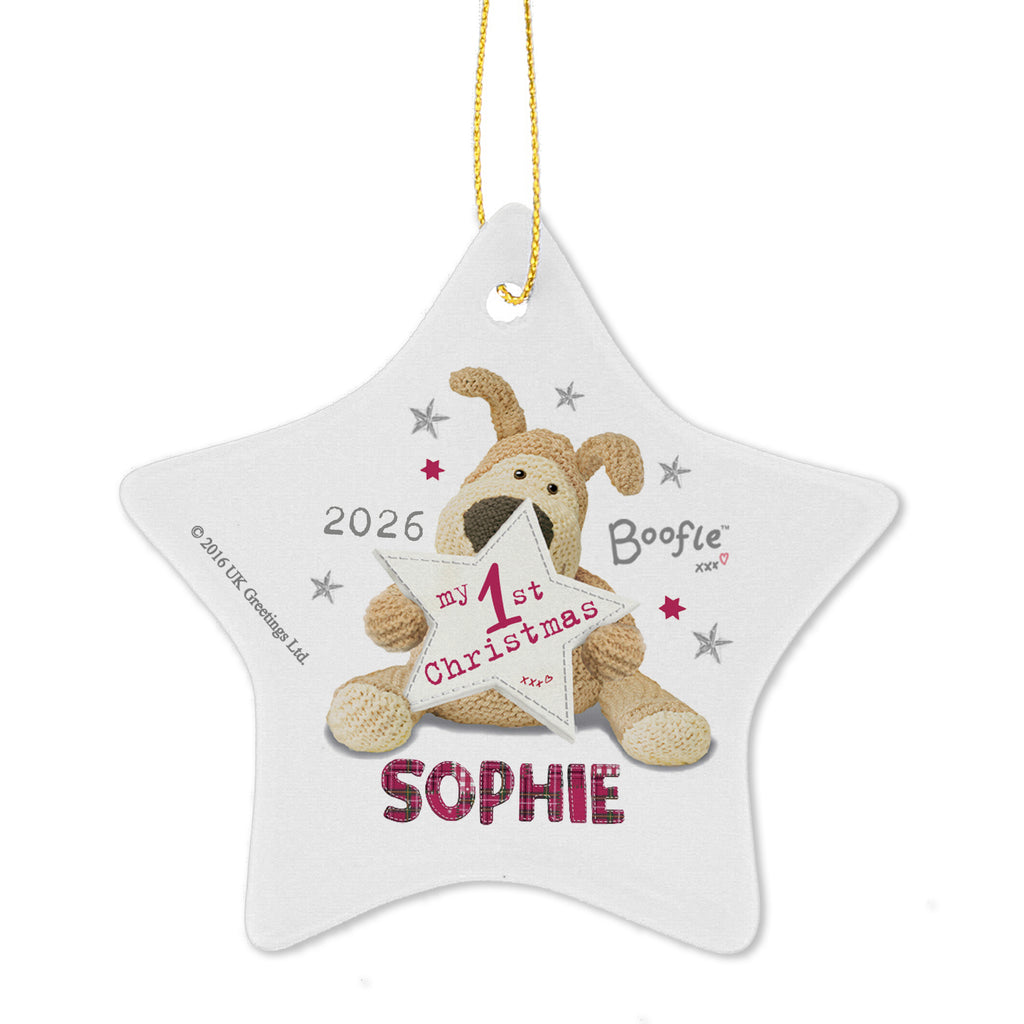 Personalised Boofle My 1st Christmas Ceramic Star Decoration