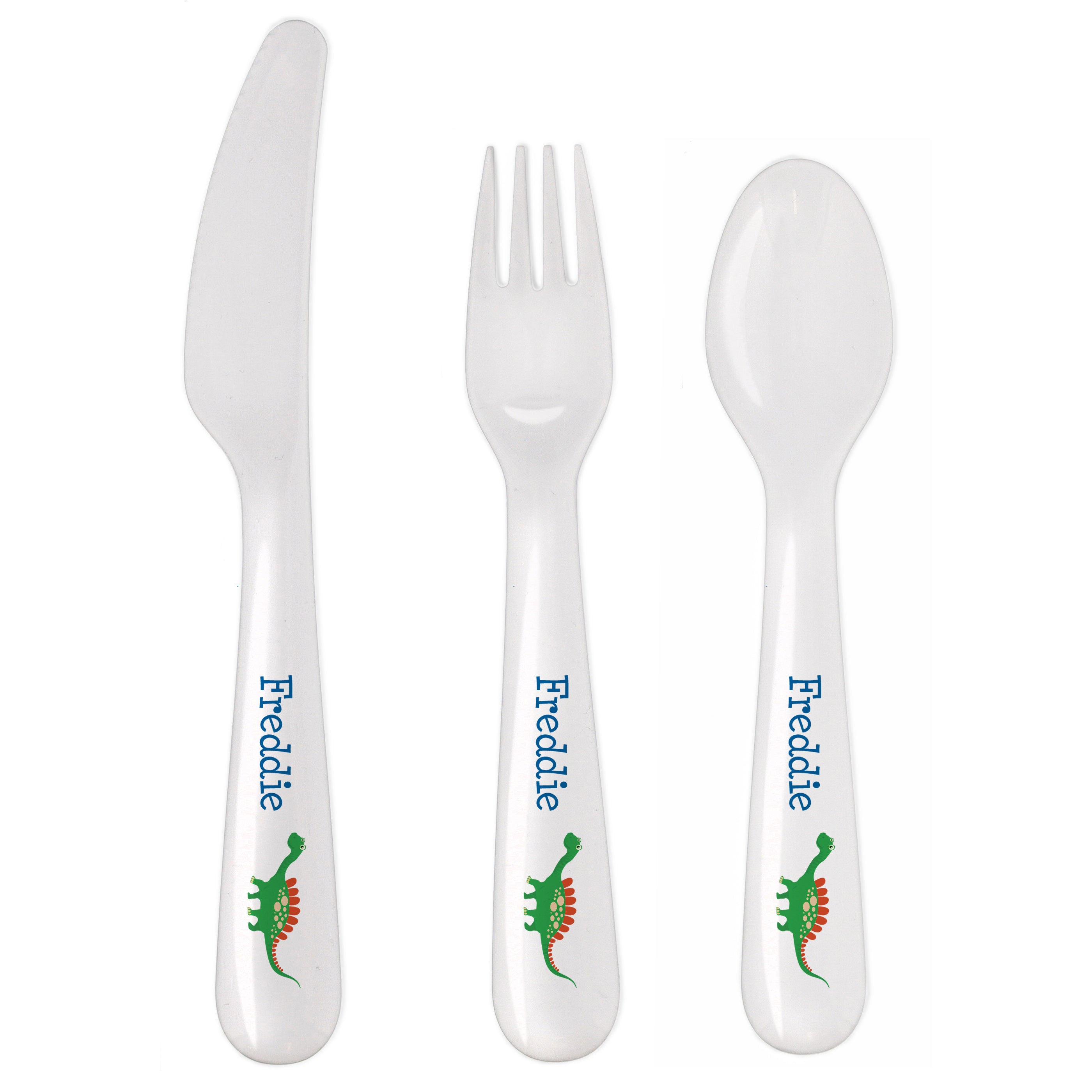 Personalised Dinosaur 3 Piece Plastic Cutlery Set - Truly Yours