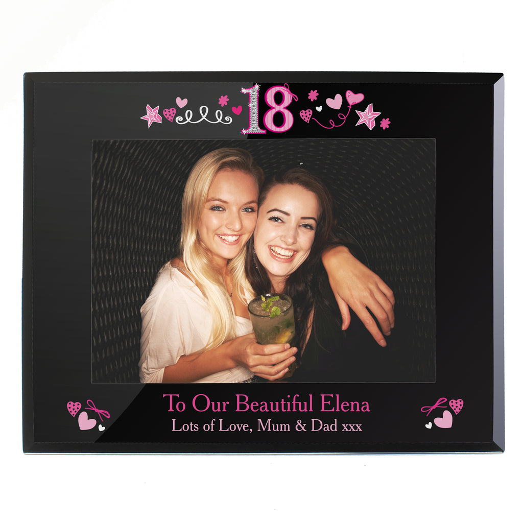 Personalised 18th Birthday Black Glass 5x7 Frame - Truly Yours
