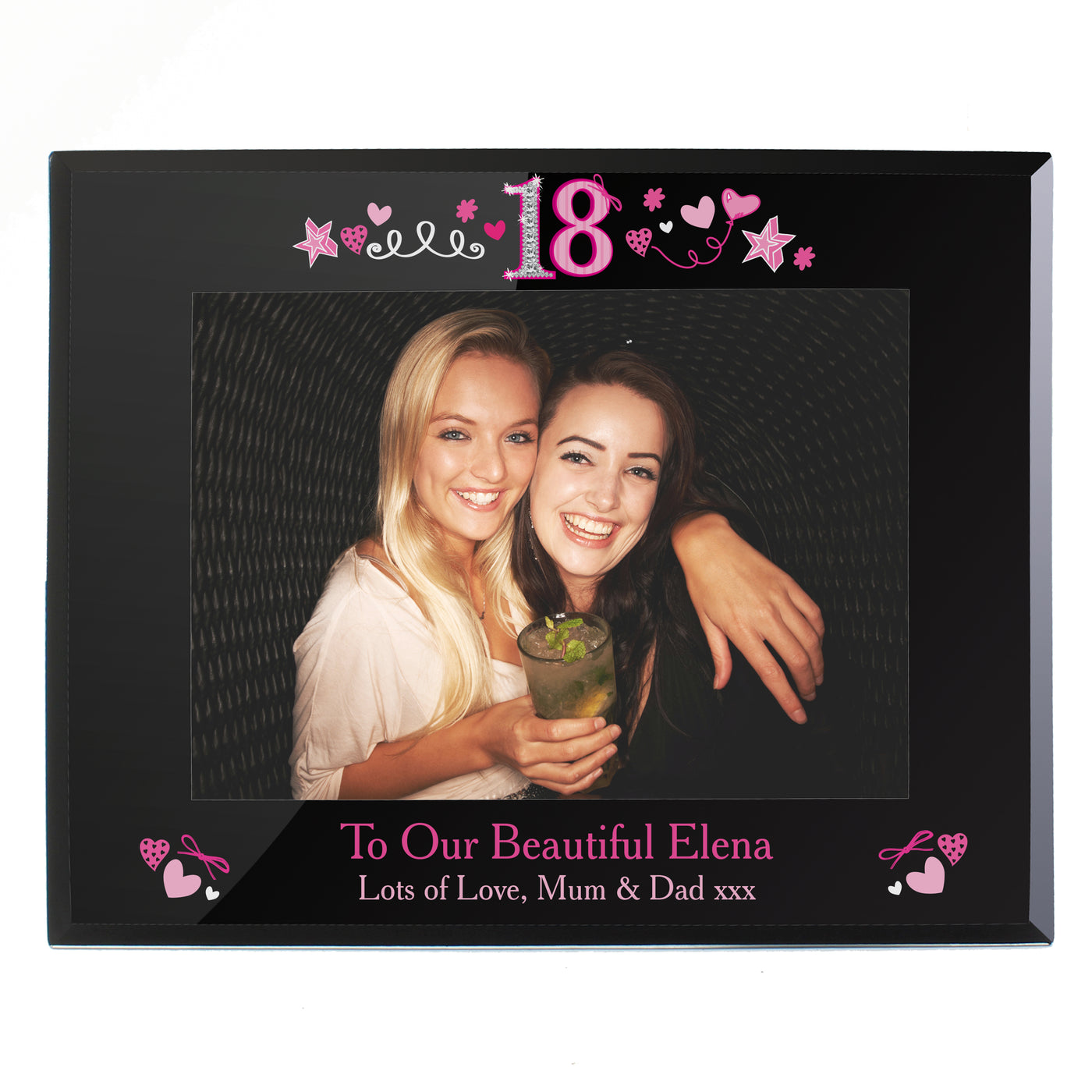 Personalised 18th Birthday Black Glass 5x7 Frame - Truly Yours