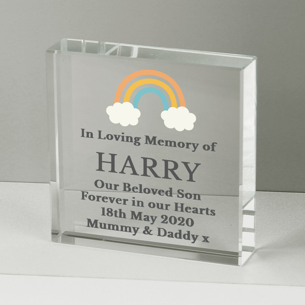 Personalised Rainbow Memorial Crystal Token - Truly Yours