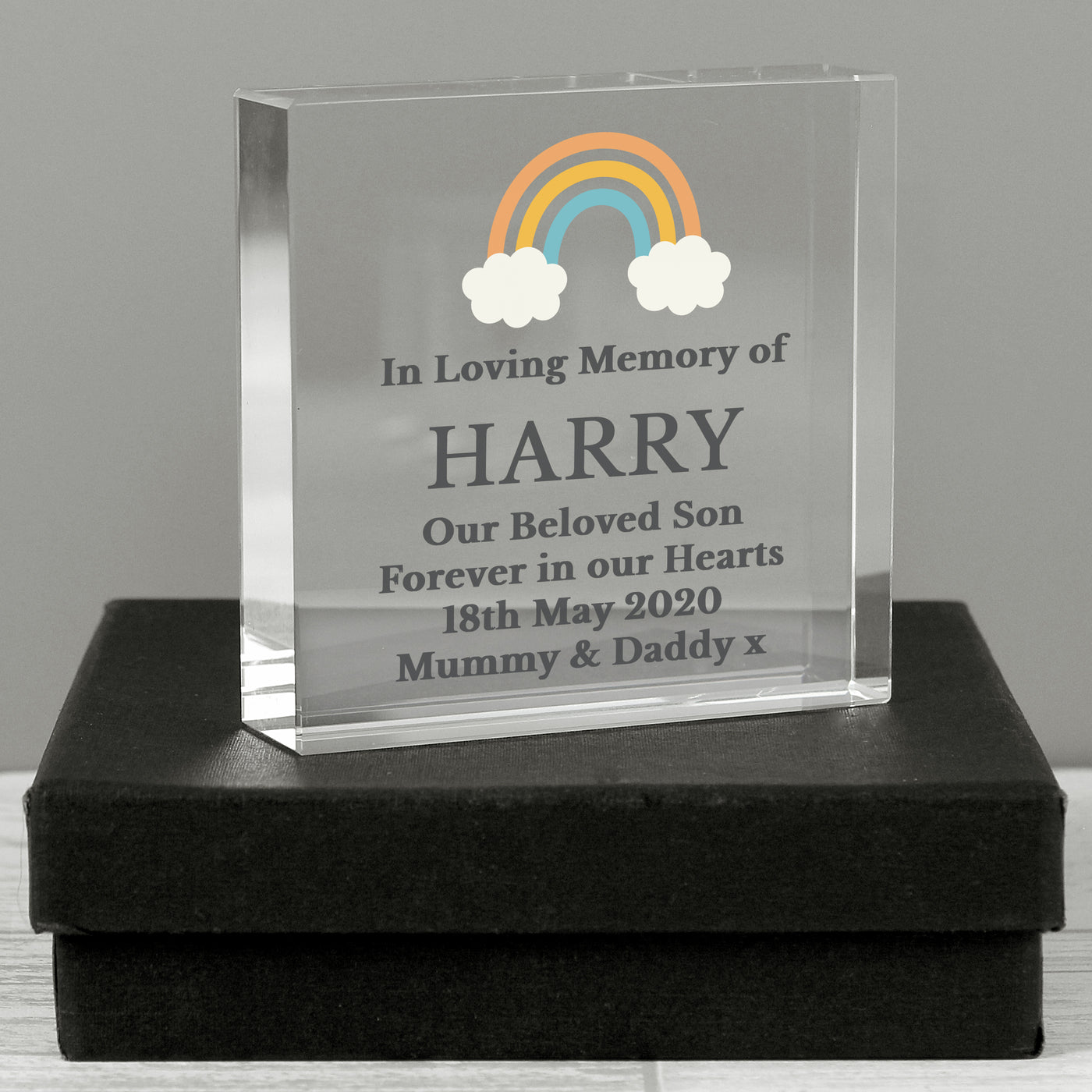 Personalised Rainbow Memorial Crystal Token - Truly Yours