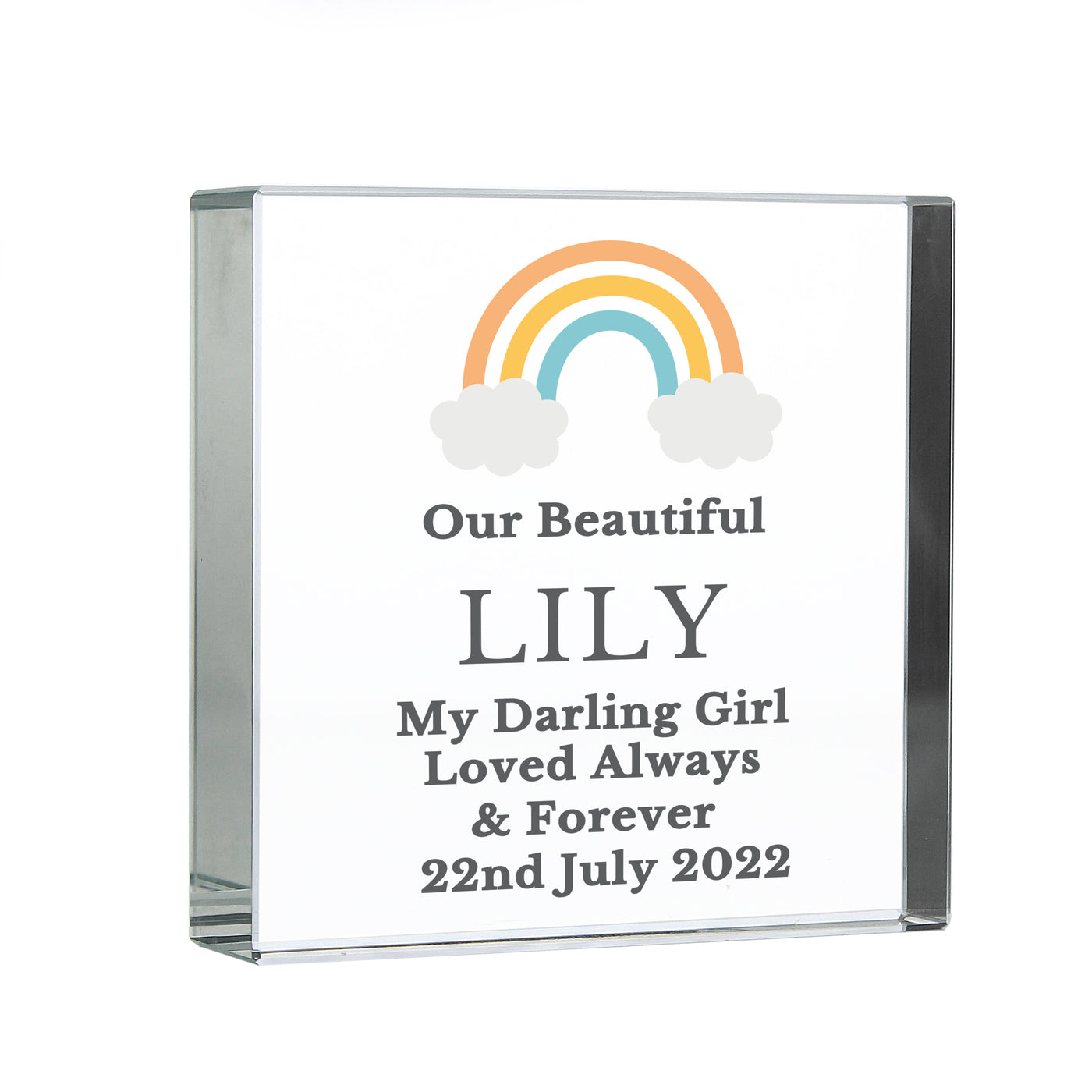 Personalised Rainbow Memorial Crystal Token - Truly Yours
