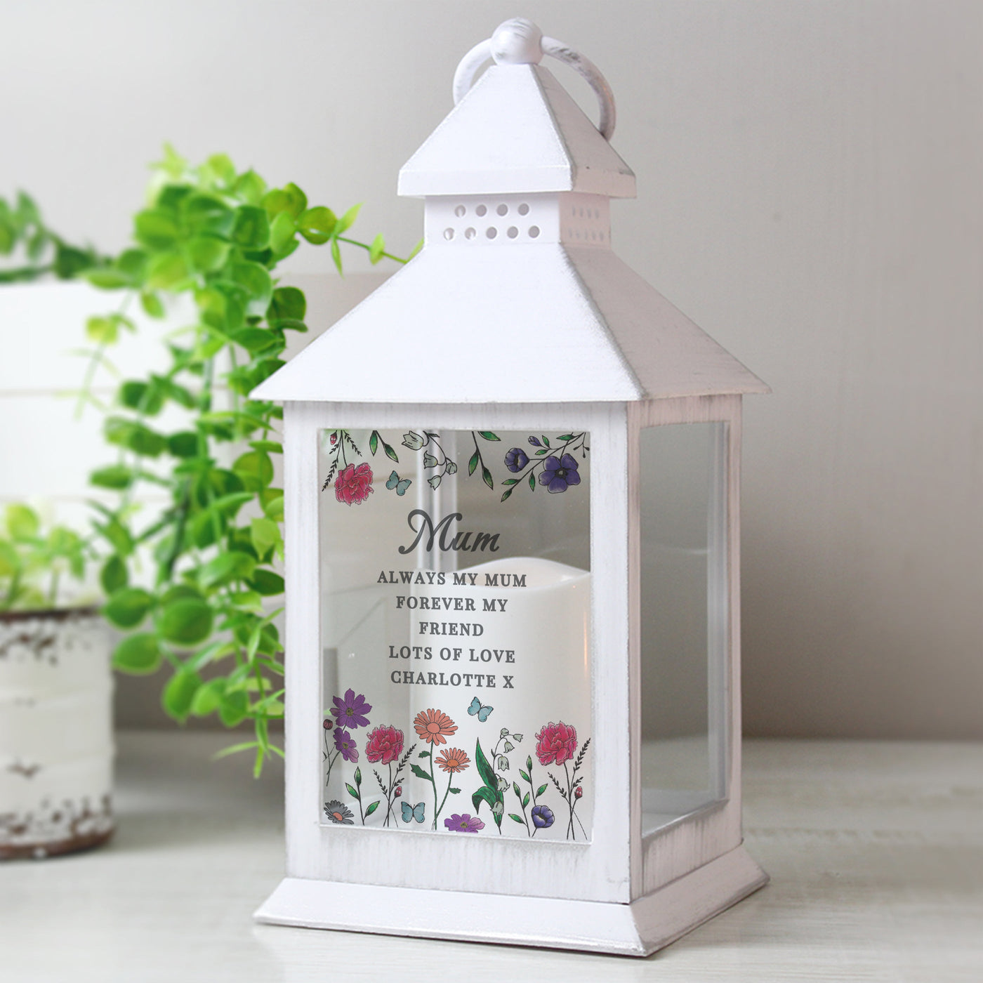 Personalised Wild Flowers LED Lantern Led light