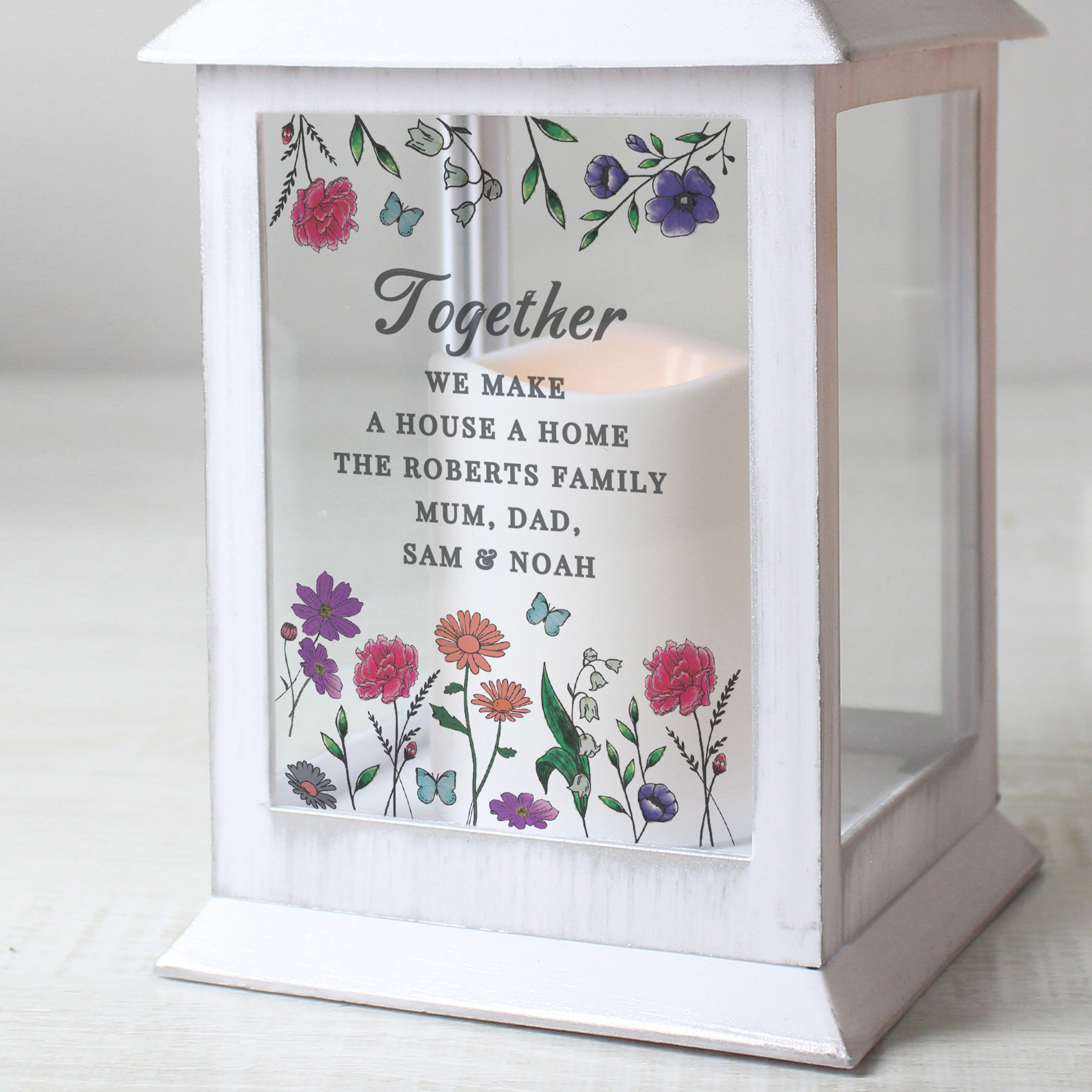 Personalised Wild Flowers LED Lantern Led light